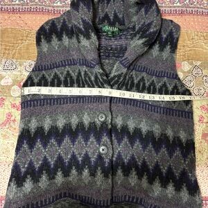 Vintage Ralph Lauren Gray and Purple Cowl Neck Sweater